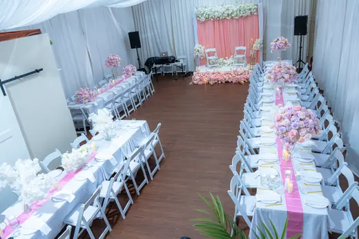 Colourful children's party table and room decor