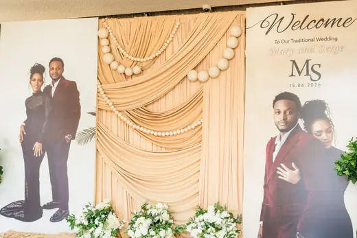 Gold draped memorial event decor