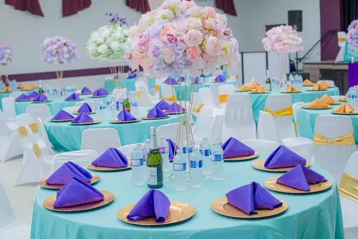 Pastel celebration room styling