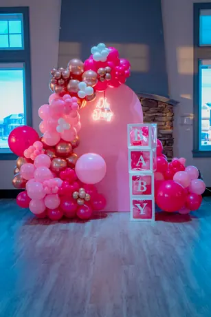 Pink baby shower backdrop