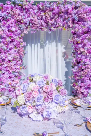 Purple floral arch detail