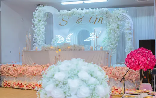 White and gold reception stage